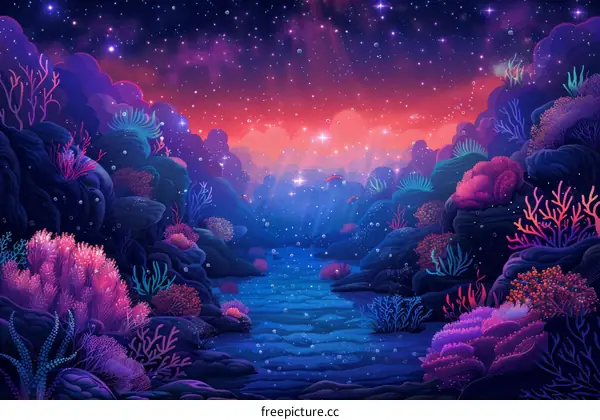 A beautiful coral reef with many different types of fish and other sea life