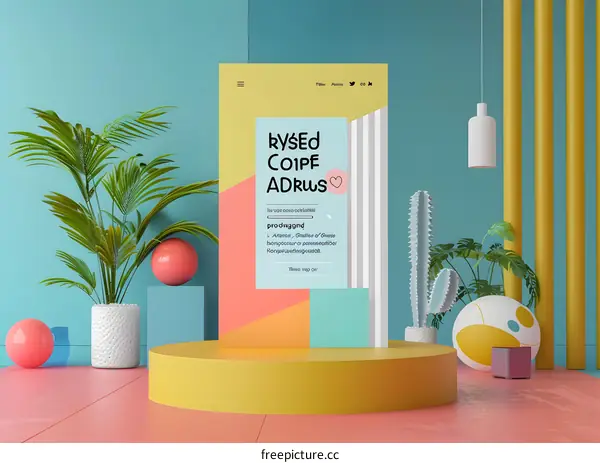 3D Rendered Illustration of a Phone Mockup With a Colorful Background