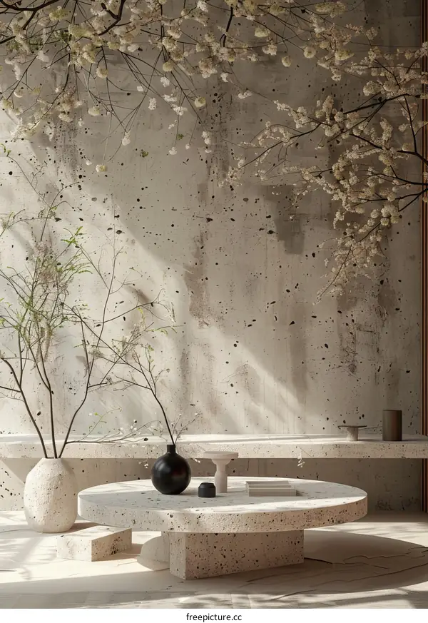 Minimalist Interior Design with Terrazzo Table