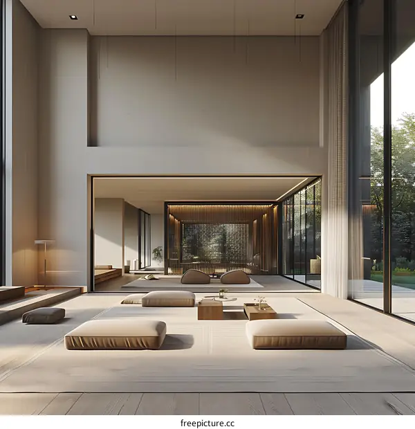 Modern Minimalist Japanese Style Living Room Interior Design