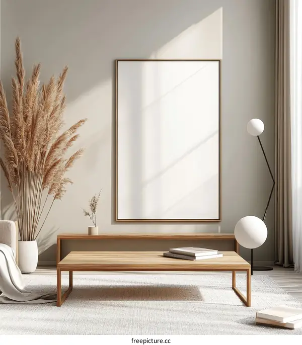 Modern Minimalist Interior Mockup with Empty Frame