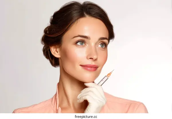 Beautiful woman with cosmetic injection