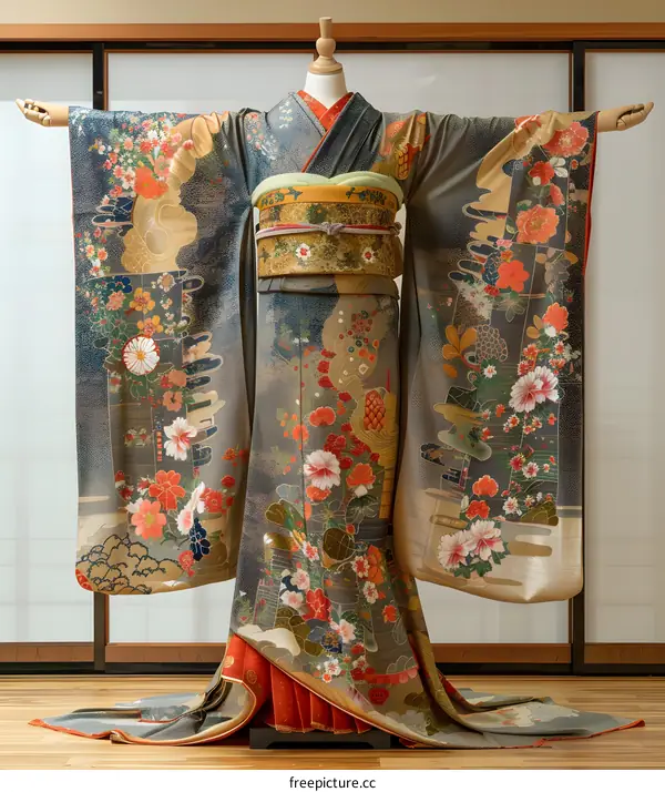 A Japanese geisha in traditional kimono