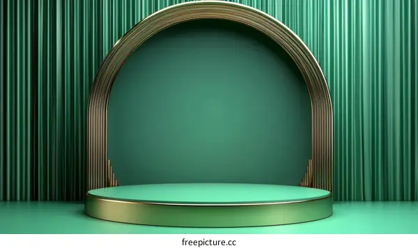 Emerald Green Display Podium with Gold Accents