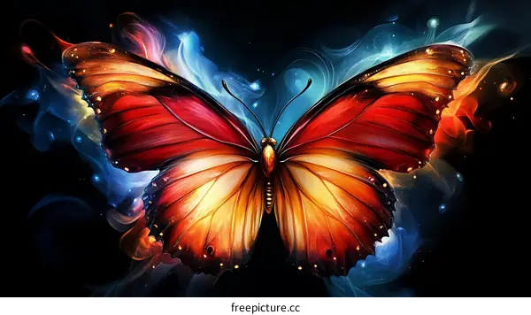 A Colorful Artistic Butterfly in a Dreamy Background