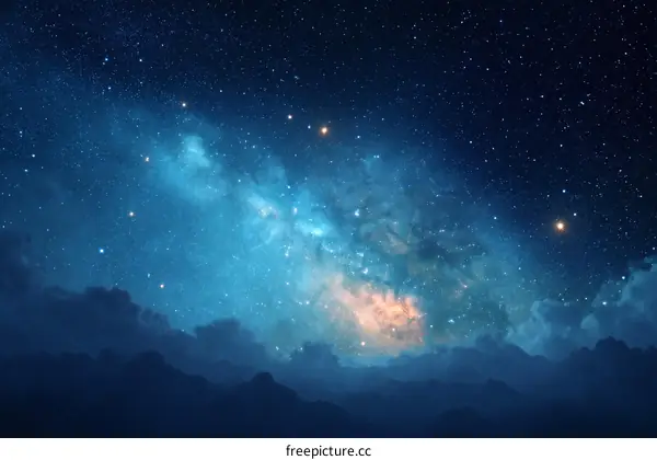 Night Sky with Milky Way over Mountains