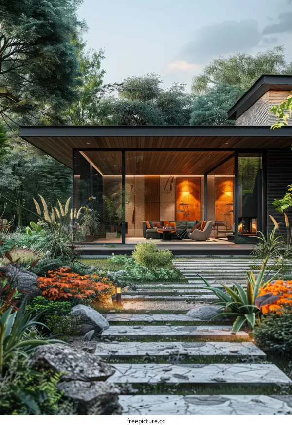 Modern House Exterior Design with Garden