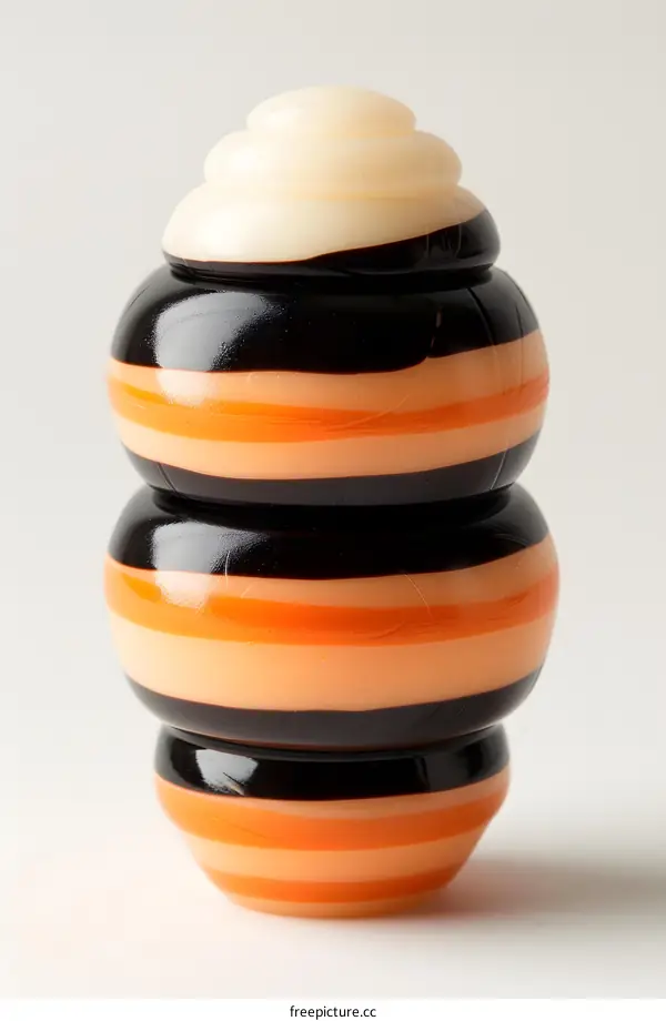 A black and orange striped toy