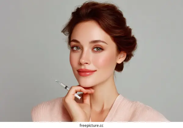 Beautiful Woman with Skincare Injection