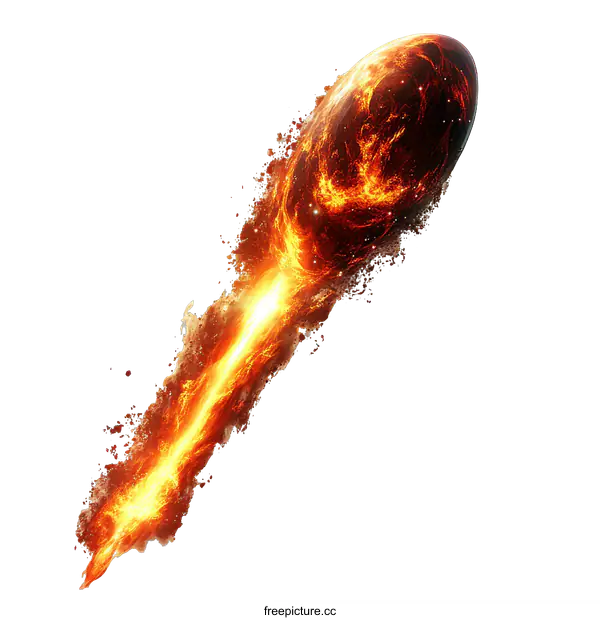[Transparent Background PNG]Fiery Comet Crashing Through Space