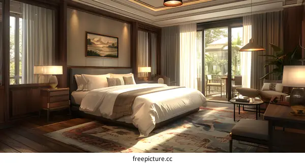 The interior of a luxury hotel room