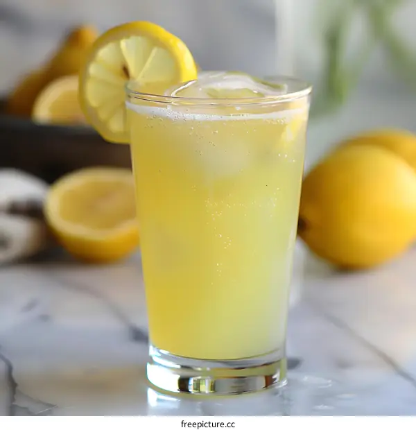Refreshing Lemon Drink with Ice