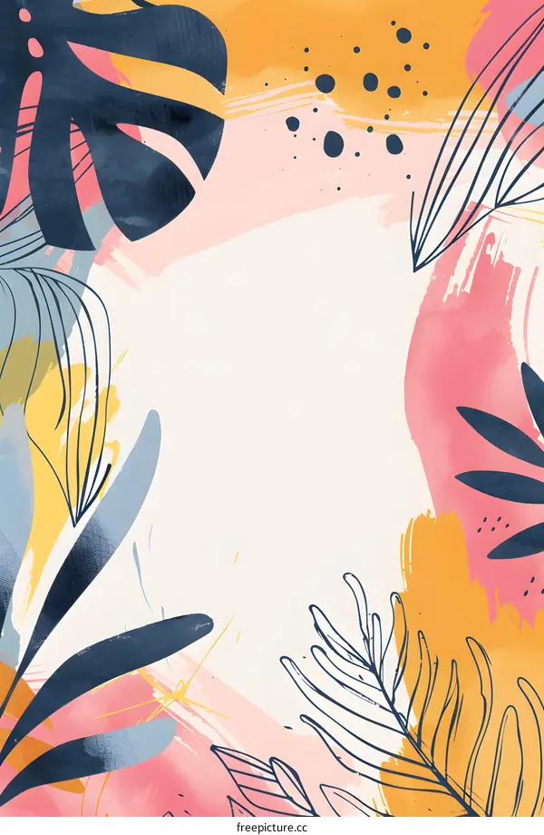 Abstract Tropical Leaves Background Illustration