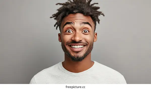 Close Up Portrait of a Black Man with a Surprised Expression
