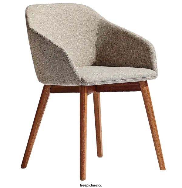 [Transparent Background PNG]Modern Light Gray Fabric Dining Chair