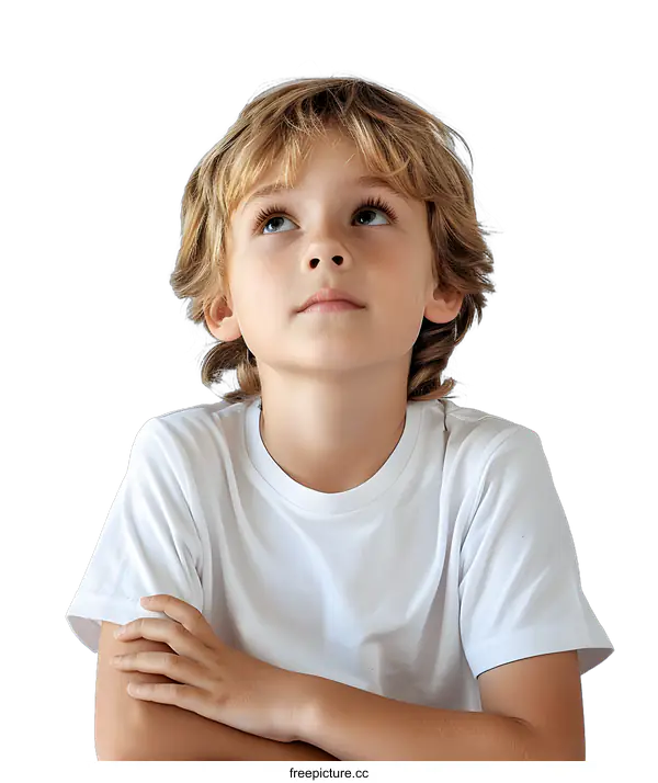 [Transparent Background PNG]Portrait of a boy looking up