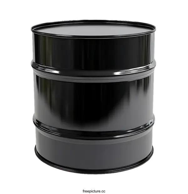 [Transparent Background PNG]Black Steel Oil Drum Isolated on White Background