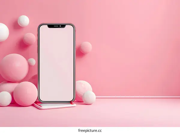 Mockup of a Phone With Pink Background