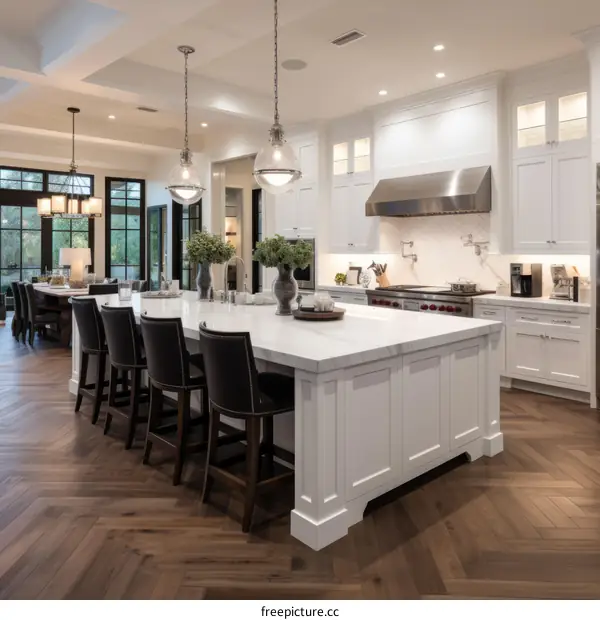 Contemporary Farmhouse Kitchen With White Shaker Cabinets