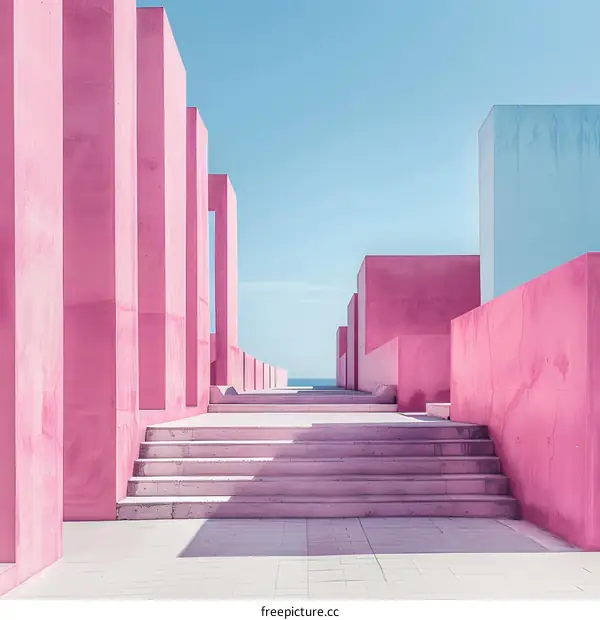 Pink and Blue Geometric Architecture Design