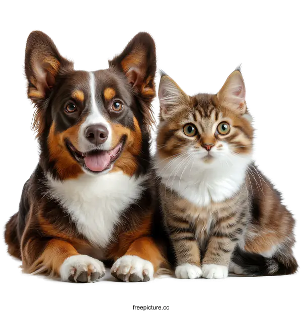 [Transparent Background PNG]Adorable Dog and Kitten Companionship