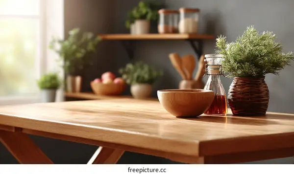 Wooden Kitchen Table Top with Natural Decor