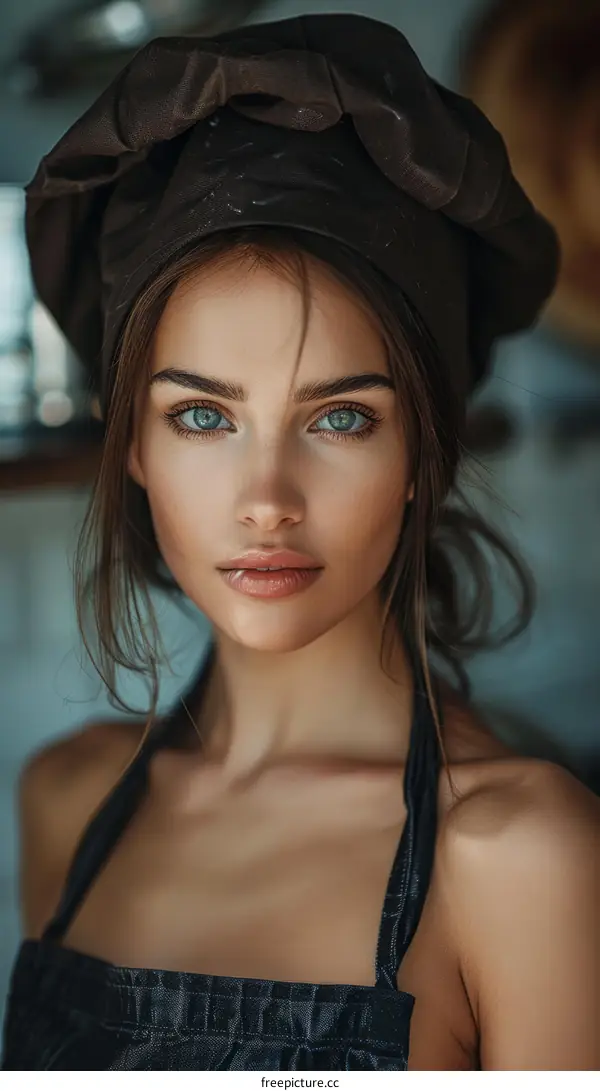 Confident and Competent Female Chef in a Commercial Kitchen