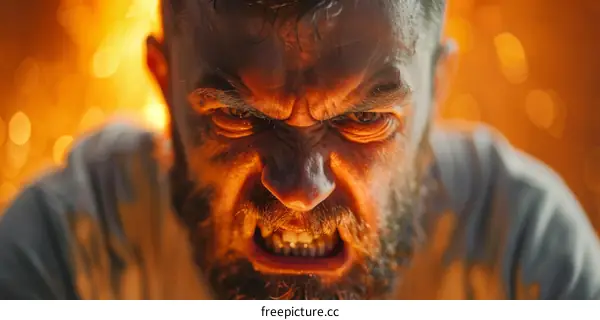 Angry Man Close Up Portrait