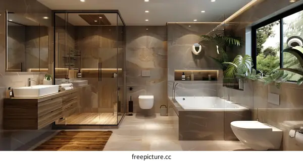 Bathroom interior with natural elements