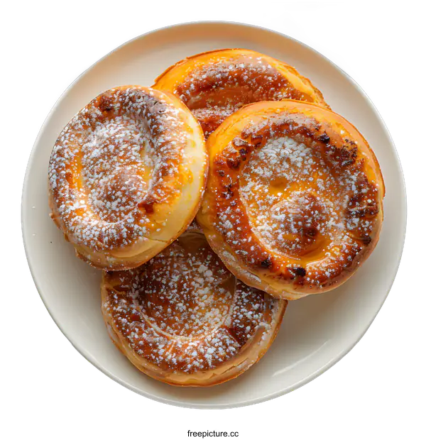 [Transparent Background PNG]Four Pancakes on White Plate