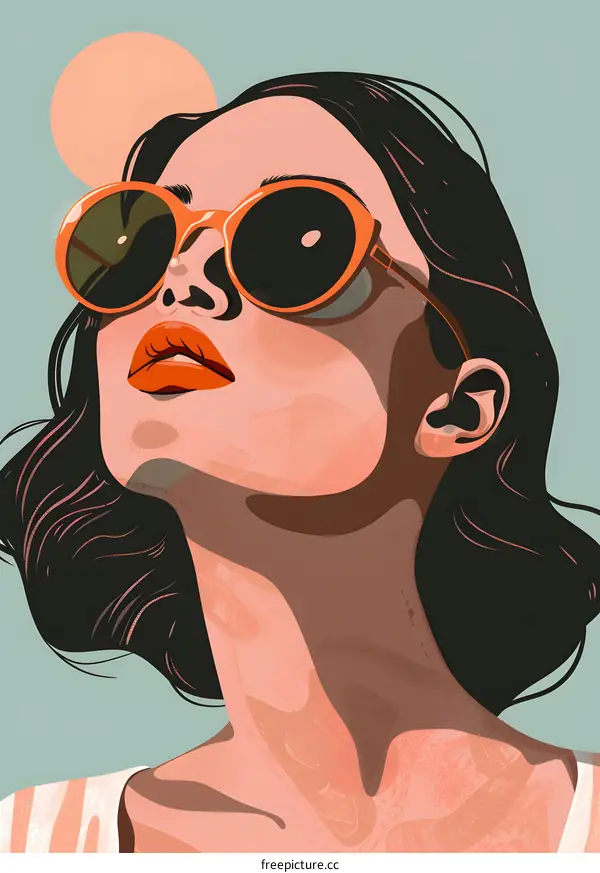 Woman Wearing Sunglasses in Illustration