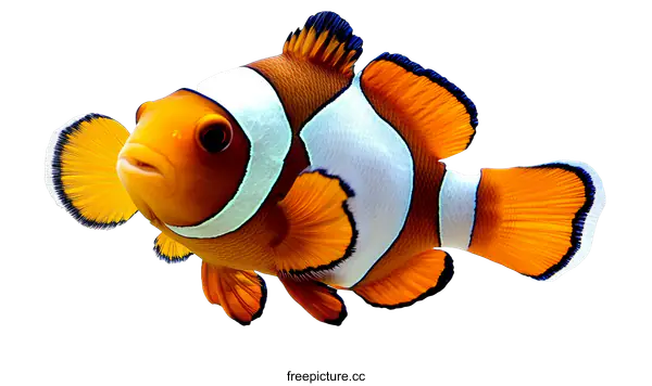 [Transparent Background PNG]Clownfish Close-up Against White Background