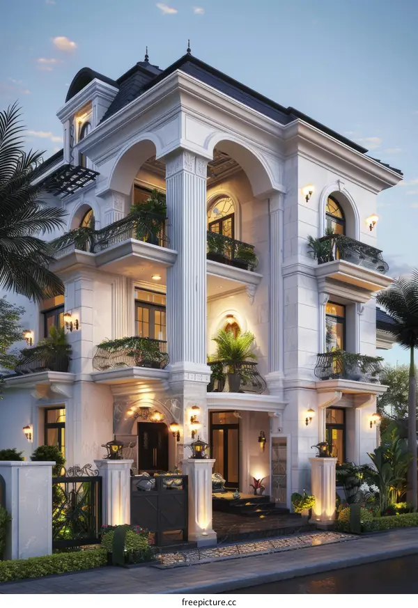 Elegant Mansion Exterior Design Illustration
