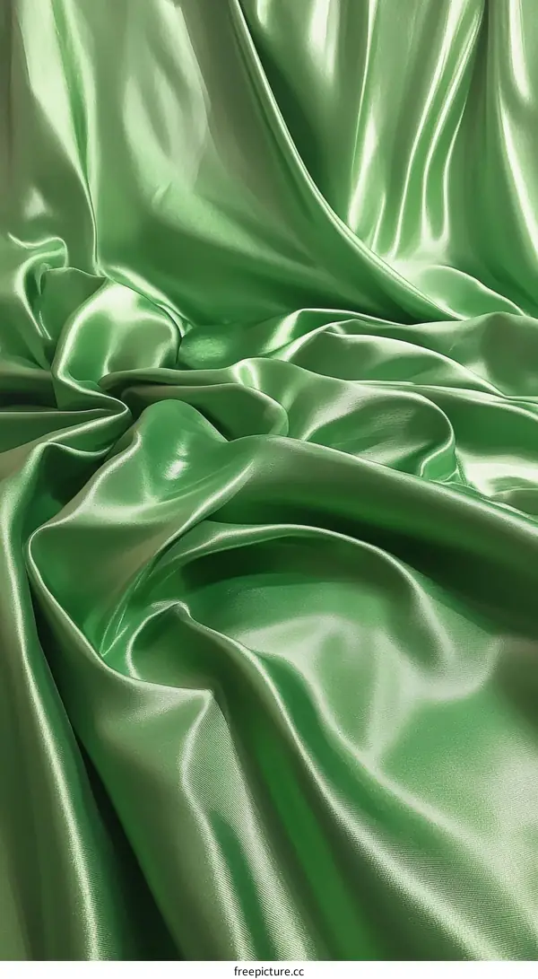 Green Satin Fabric Texture Close-up
