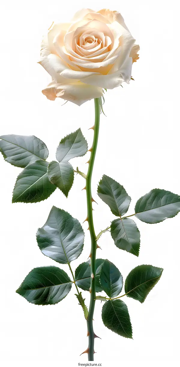 Single White Rose on White Background