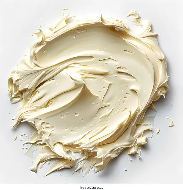 White Cream Swirl Texture on White Background