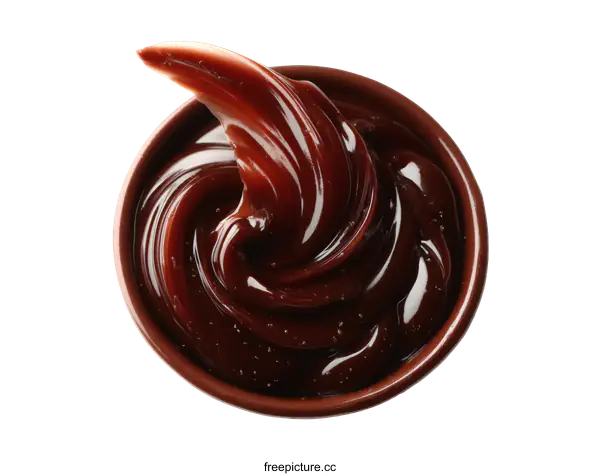 [Transparent Background PNG]Chocolate Sauce Flowing into Bowl