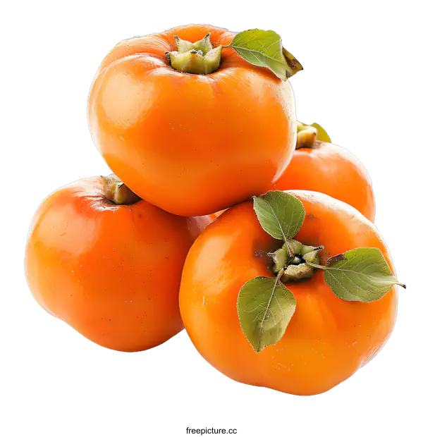 [Transparent Background PNG]Fresh persimmons isolated on white background