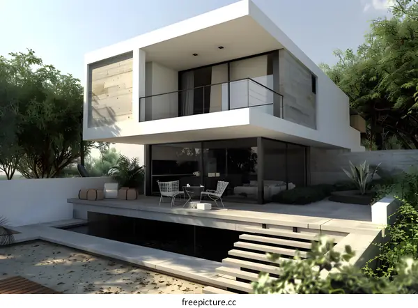 Modern Minimalist House with Swimming Pool and Patio