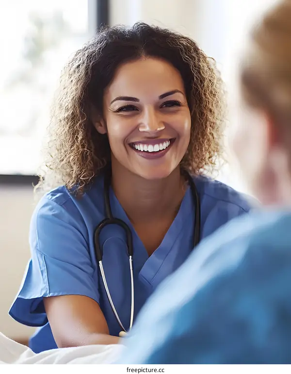 Smiling Female Doctor with Stethoscope in Hospital