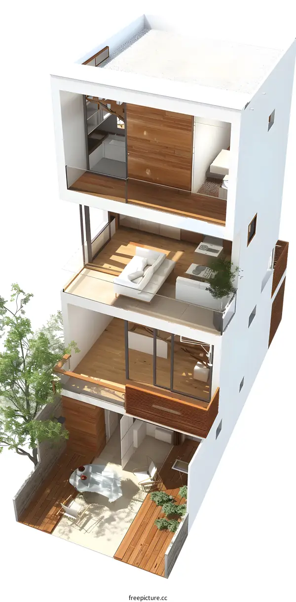 Modern House Interior Design with Patio and Rooftop