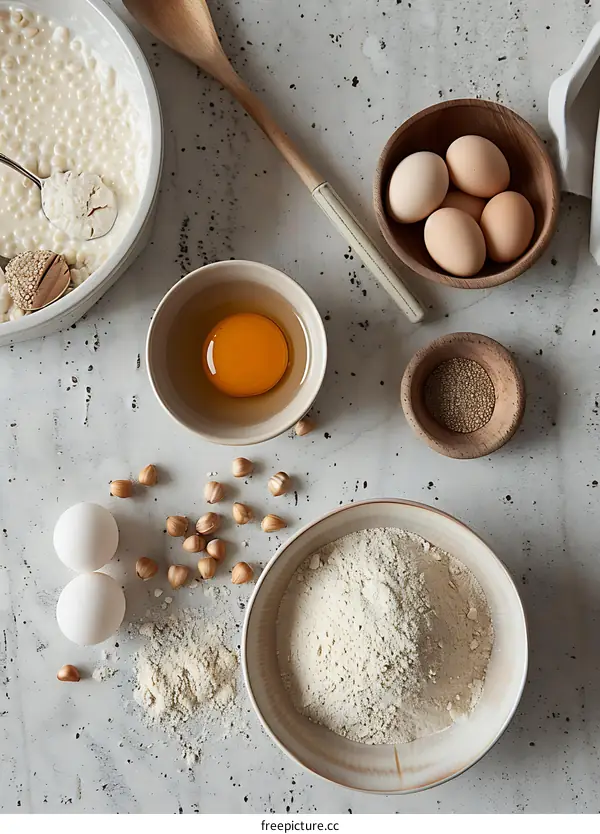 Baking Ingredients on White Countertop