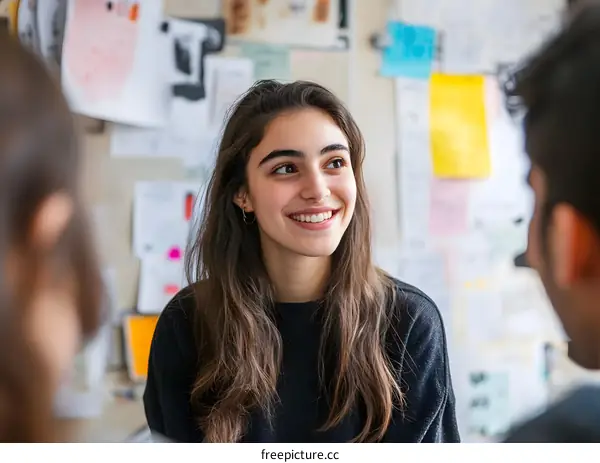 Smiling Woman in a Black Sweater