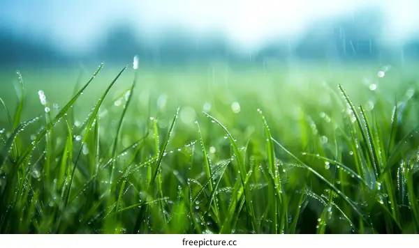 Close-up of green grass with water drops