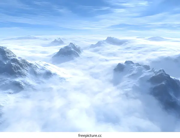 Snowy Mountain Peaks Above the Clouds