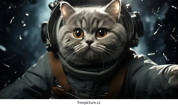 A cute cat wearing an astronaut helmet