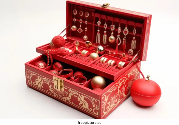 Ornate Jewelry Box Filled with Valuable Gems