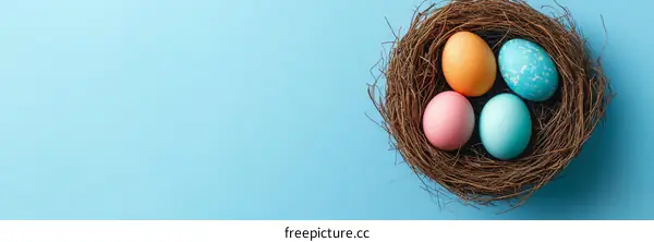 Colorful Easter Eggs in a Nest