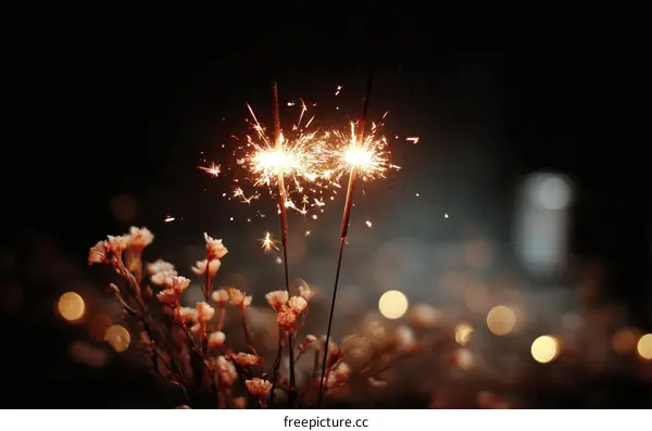 Sparkler Celebration in the Night