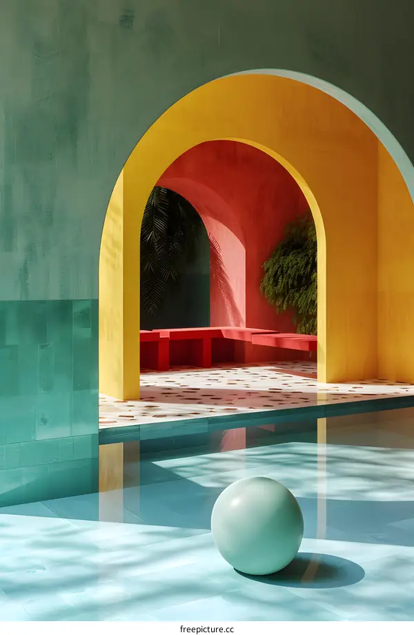 colorful minimalist surrealism architecture render